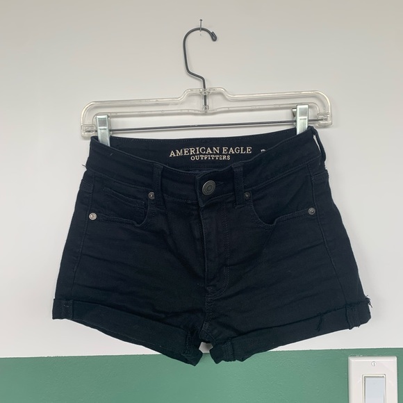 American Eagle Black Denim Shorts - Picture 1 of 4